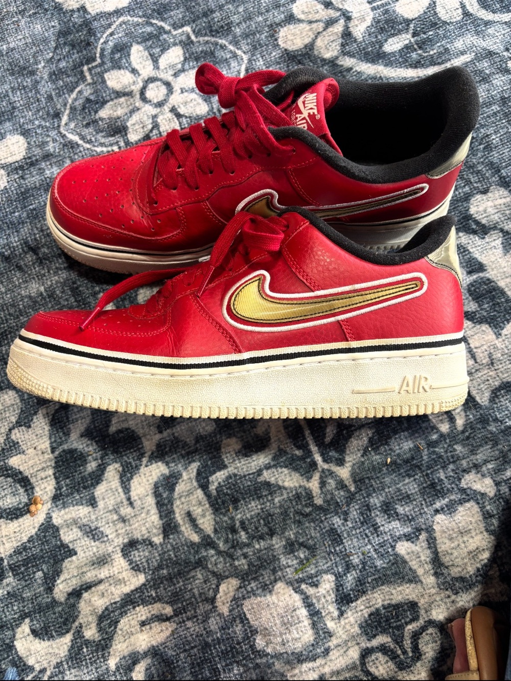 Nike Men’s Air Force 1 Low Red with Gold Swoosh